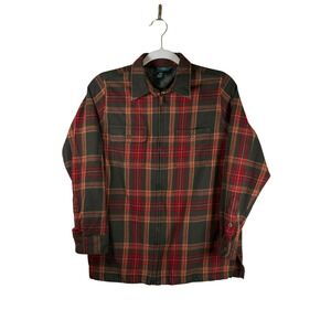 Vintage Lauren Ralph Lauren 100% Worsted Wool Plaid Zip Shirt Jacket L